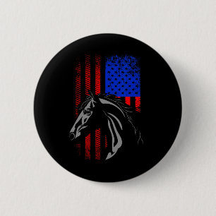 Reisemaschine mit amerikanischer Flagge - Pferdewo Button