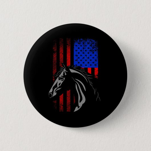 Reisemaschine mit amerikanischer Flagge - Pferdewo Button (Vorderseite)
