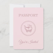 Reisementhema Kinderdusche Pink Passport Einladung (Vorderseite)