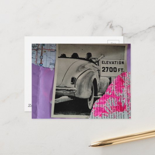 Reisemischtechnik-Collage Postkarte (Vorderseite/Rückseite Beispiel)