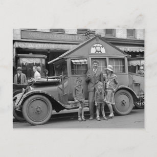 Reisemusiker, komisches Fahrzeug, 1929 Postkarte