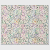 Reisemuster für Briefmarke Geschenkpapier (Flach)