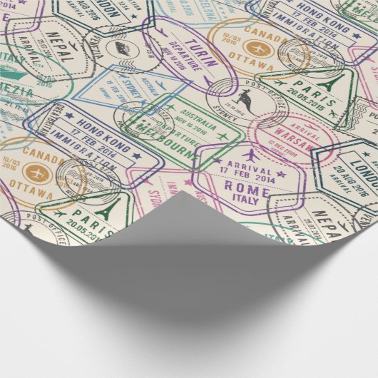 Reisemuster für Briefmarke Geschenkpapier (Ecke)