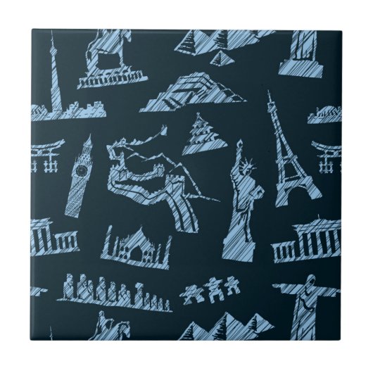 Reisemuster in der Blues Fliese (Vorderseite)