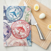 Reisemuster mit Vintage-Stempel-Motiv (2) Geschirrtuch (Viertel Falte)