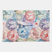 Reisemuster mit Vintage-Stempel-Motiv (2) Geschirrtuch (Horizontal)