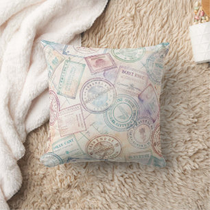 Reisemuster mit Vintage-Stempel-Motiv (8) Kissen