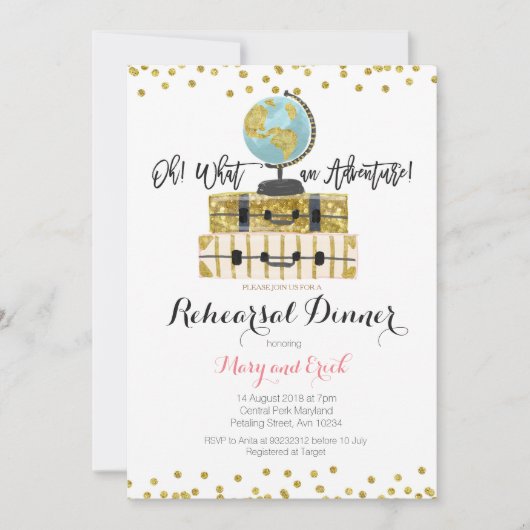 Reisen Adventure Probe Dinner Einladung (Vorderseite)