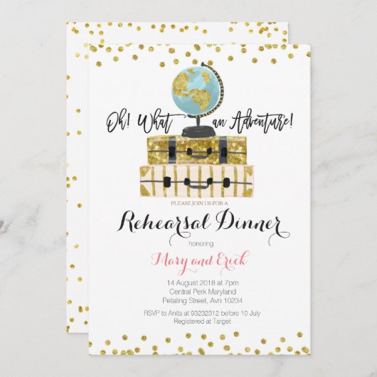 Reisen Adventure Probe Dinner Einladung (Vorne/Hinten)