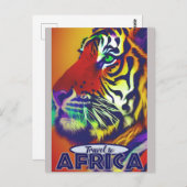 Reisen Afrika Retro farbenfroher Tiger Postkarte (Vorne/Hinten)