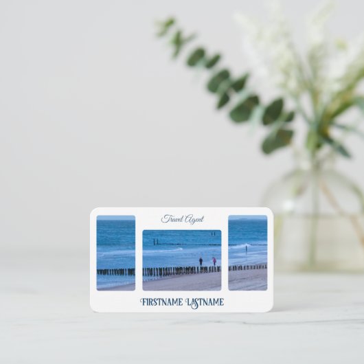 Reisen Agent Ocean Breakers Küste QR-Code Visitenkarte (Stehend Vorderseite)