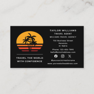 Reisen Agent Palm Trees Sunset Tropical Beach Fun Visitenkarte