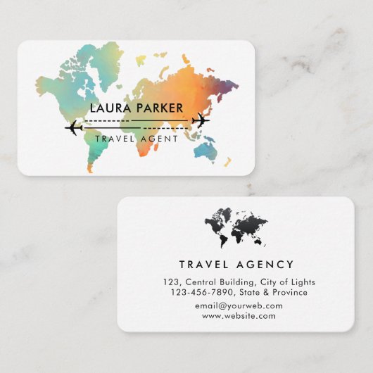 Reisen Agent Weltkarte Urlaub Wasser Aquamariner S Visitenkarte (Vorne/Hinten)