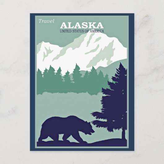 Reisen Alaska, Vintage Poster, Postkarte (Vorderseite)