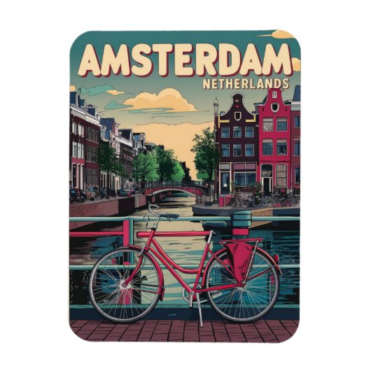 Reisen Amsterdam Holland Fahrräder Vintage Geschen Magnet (Vertikal)