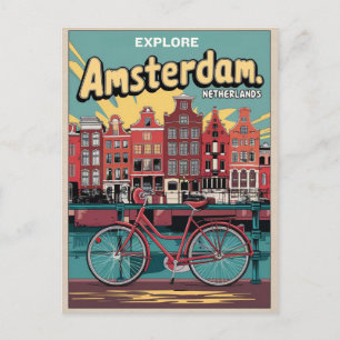 Reisen Amsterdam Holland Fahrräder Vintage Geschen Postkarte