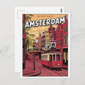 Reisen Amsterdam, Loipe Vintage Geschenke Postkarte (Vorne/Hinten)
