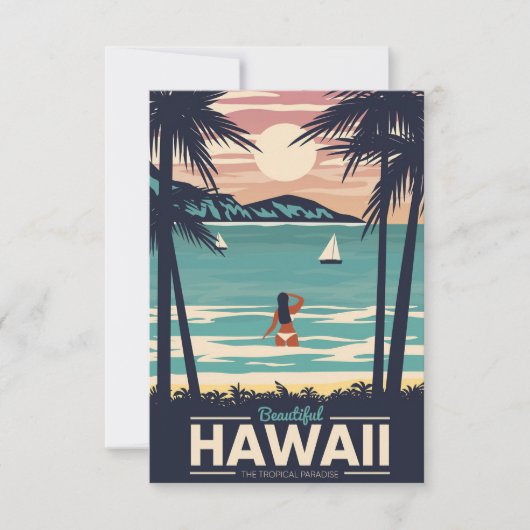 Reisen Art Beautiful Hawaii Beach RSVP Karte (Vorderseite)