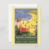 Reisen Australien Strände Vintag Postkarte (Vorne/Hinten)