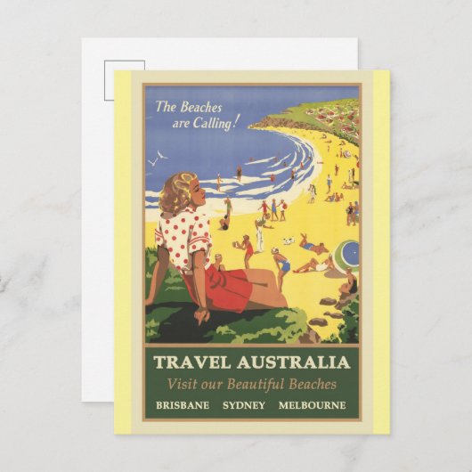 Reisen Australien Strände Vintag Postkarte (Vorne/Hinten)