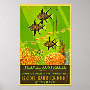 Reisen Australien Vintage Poster-Great Barrier Ree Poster