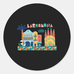 Reisen Barcelona Spanien Europa Spanischer Familie Runder Aufkleber