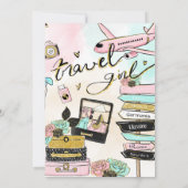 Reisen Brautparty von Frau zu Frau. Einladung (Rückseite)