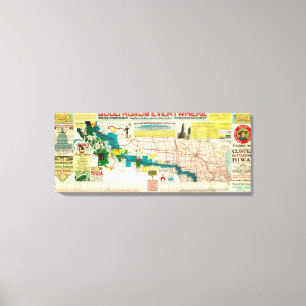 Reisen der Karte der Custer Leinwanddruck