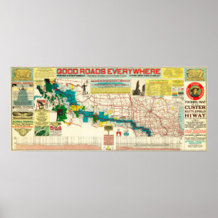 Reisen der Karte der Custer Poster