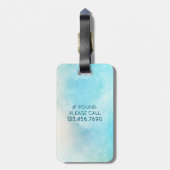 Reisen der Türkis-Aquarell-Name der Weltkugel-| Gepäckanhänger (Rückseite vertikal)