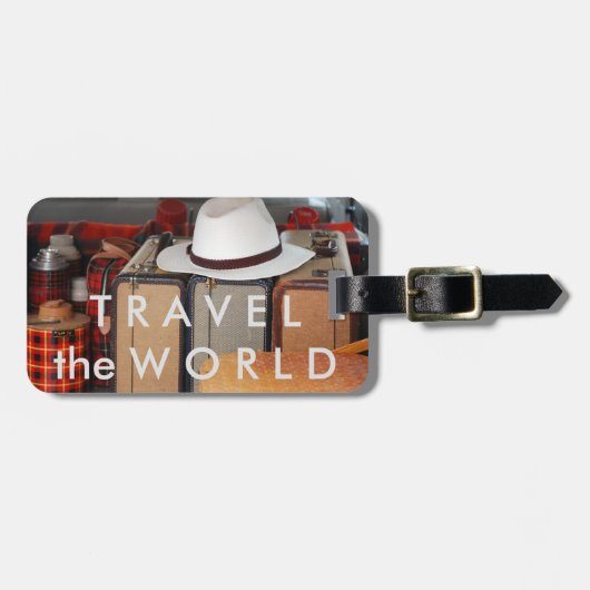 Reisen die Welt - im altem Stil Gepäckanhänger (Vorderseite horizontal)