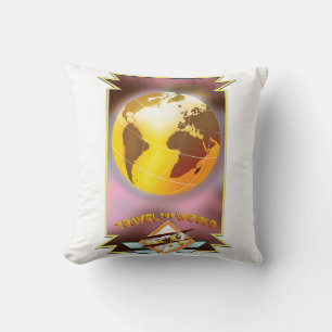 Reisen durch die Welt Goldene Globe Kissen
