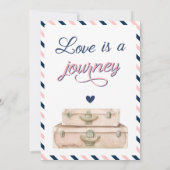 Reisen Hochzeit Einladung Postkarte Rotes Blau (Rückseite)