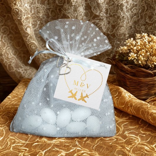 Reisen Hochzeit Zwei Flugzeuge machen Herz-Moderne Geschenkanhänger