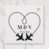 Reisen Hochzeit Zwei Flugzeuge machen Herz-Moderne Geschenkanhänger (Rückseite)