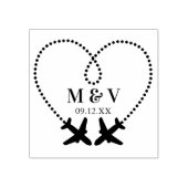Reisen Hochzeit Zwei Flugzeuge machen Herz-Moderne Gummistempel (Prägung)