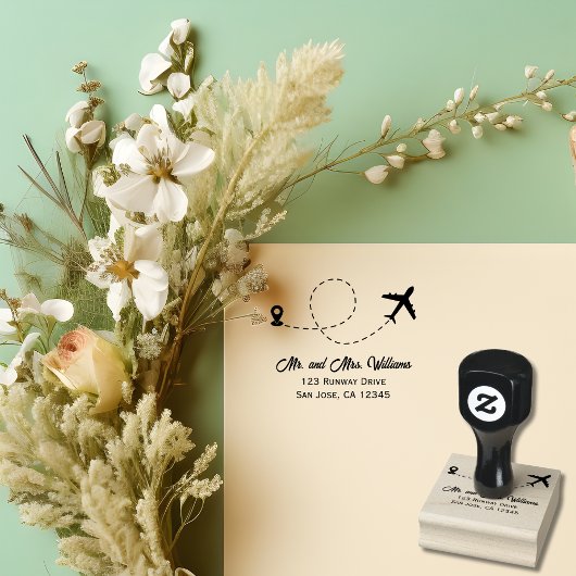 Reisen Hochzeit Zwei Flugzeuge machen Herz-Moderne Gummistempel