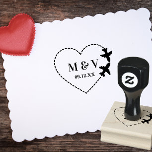 Reisen Hochzeit Zwei Flugzeuge machen Herz-Moderne Gummistempel