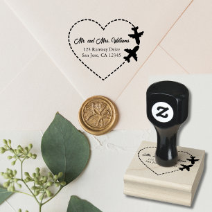 Reisen Hochzeit Zwei Flugzeuge machen Herz-Moderne Gummistempel