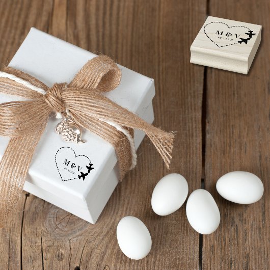 Reisen Hochzeit Zwei Flugzeuge machen Herz-Moderne Gummistempel
