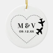 Reisen Hochzeit Zwei Flugzeuge machen Herz-Moderne Keramik Ornament (Vorne)