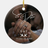 Reisen Hochzeitflugzeug Herz Save the Date XMAS Keramik Ornament (Hinten)