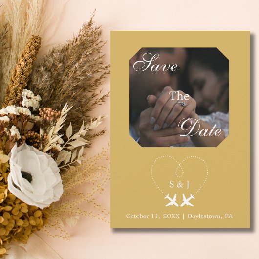 Reisen Hochzeitsflugzeug Herz Modern Save the Date Einladung