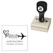 Reisen Hochzeitsflugzeug & Herz - moderne Luftfahr Gummistempel (Stempel)