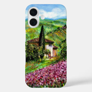 REISEN IN DER Toskana, Lila Blume Felder Landschaf iPhone 16 Hülle
