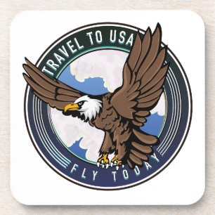Reisen in die USA Fly-Logo Getränkeuntersetzer