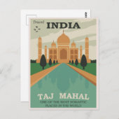 Reisen Indien Taj Mahal /Retro Postcard Postkarte (Vorne/Hinten)