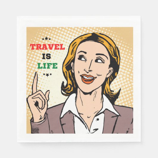 Reisen ist das Lebensbuch Napkin Serviette (Vorderseite)
