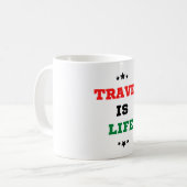 Reisen ist die Tasse des Lebenskaffees (Vorderseite Links)