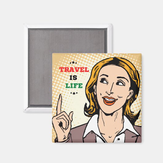 Reisen ist Lebensmagnet Magnet (Vorderseite/Rückseite)